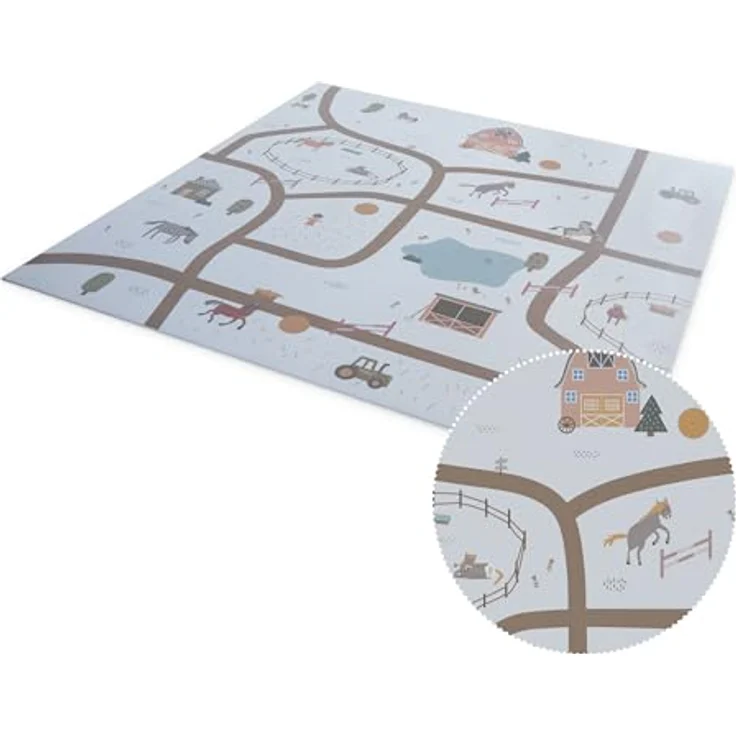 Ehrenkind® Spielmatte PRO Ponyhof | Extra dick und soft, 174x174cm, rutschfest, hygienisch, Made in Germany – Bild 1