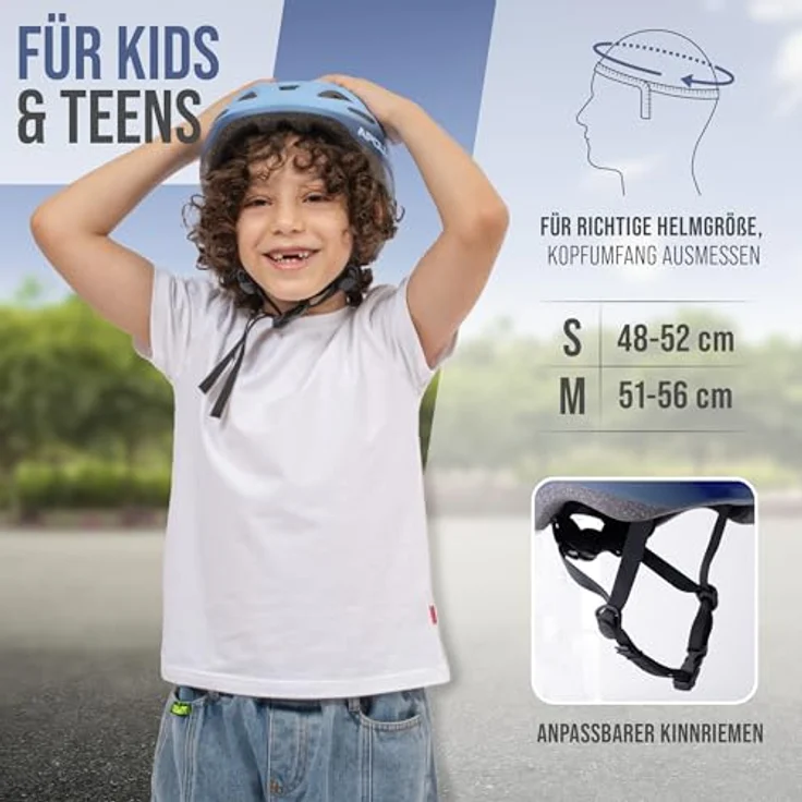 Apollo Kinder Fahrradhelm, Multisport Kinderhelm ab 3 Jahren, verstellbar (Größe 48-52 cm), Reflektor, trendige Farben, Jungen & Mädchen, sicher & bequem – Bild 5