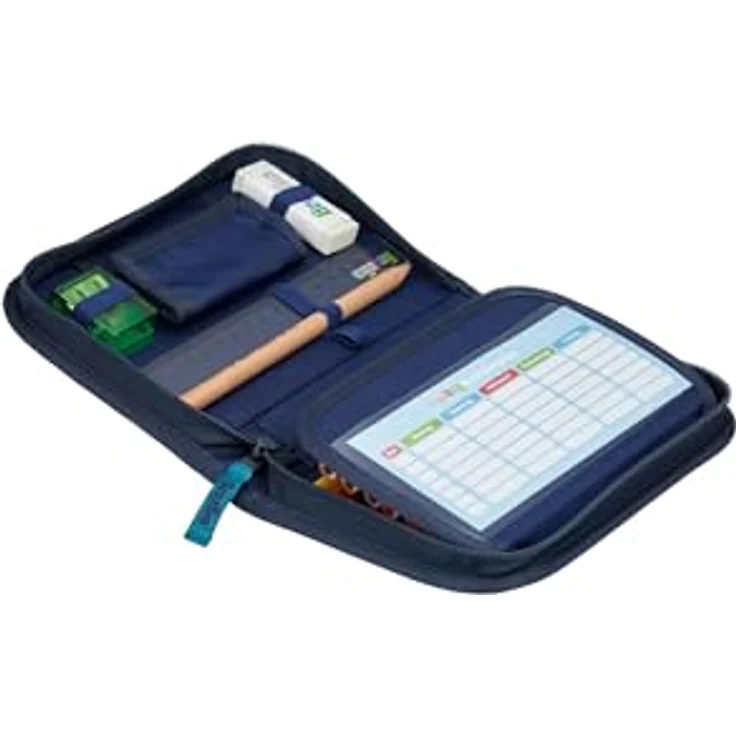 ergobag Federmäppchen Set 22-teilig, Lyra Buntstifte, Stundenplan-Fach, Kleingeld Fach, Lineal KoBärnikus - Dunkelblau – Bild 3