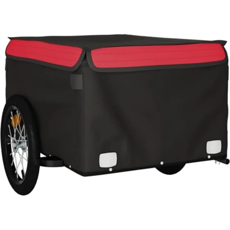 vidaXL Fahrradanhänger Schwarz und Rot 45 kg Eisen, Robustes Material, Praktisches Design, Cleveres Design – Bild 6
