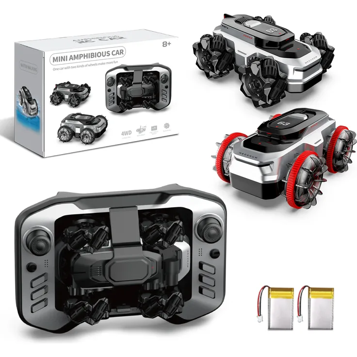 ESUN RC-Auto Amphibienfahrzeug, ferngesteuertes Mini-Auto mit 360°-Drehung, 2 Reifenarten und wasserdichtem Design, schwarz