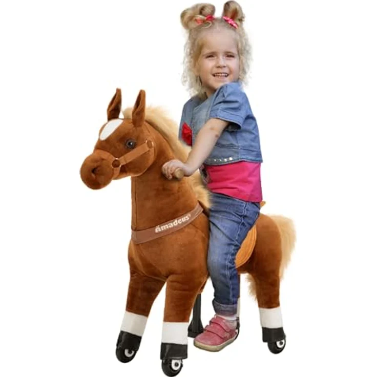 Miweba Pony Amadeus | Reitpferd auf Rollen für Kinder - Schaukelpferd mit Rücklaufbremsen und ergonomischem Sattel - 3-5 Jahre – Bild 1