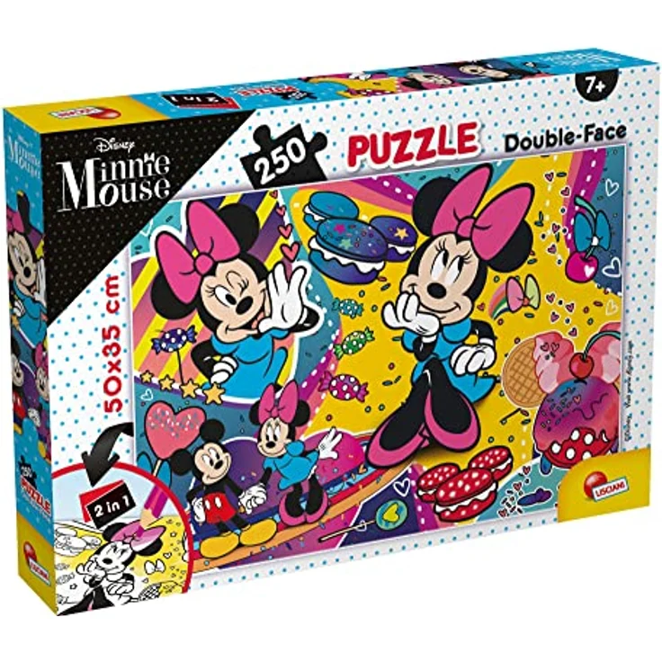 Lisciani DISNEY Minnie Mouse Geduldsspiel, Puzzle 250 Teile, Double Face 2 in 1 mit Malrückseite, 50 x 35 cm, Lernspiel für Mädchen ab 7 Jahren – Bild 1