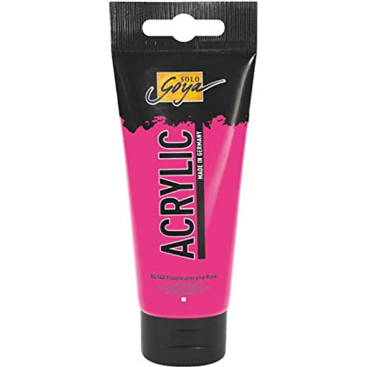 KREUL Solo Goya Acrylic 100 ml Tube - fluoreszierend pink, cremige Acrylfarbe, wasserbasiert, schnell matt trocknend, gut deckend, wasserfest – Bild 1