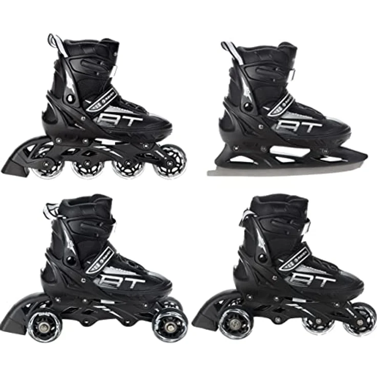 RAVEN Profession 4in1 Inlineskates Triskates Rollschuhe Schlittschuhe Inliner für Kinder und Erwachsene verstellbar (Black, 28-32) - Leicht, belüftet, mit Shock-Absorbing und 3-Schicht Foam – Bild 1