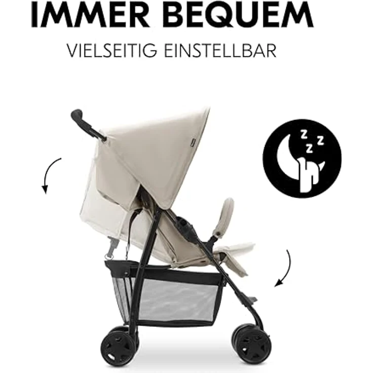 hauck Buggy Sport, Ultra Leicht mit Liegefunktion, kompakt zusammenklappbar, für Kinder bis 15 kg, extra großer Korb (Beige) – Bild 4