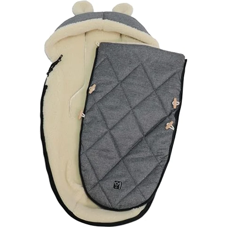 Kaiser 65825 XL EARS WOOL, Woll Fußsack für Kinderwagen und Fahrradanhänger, anthracite melange – Bild 4