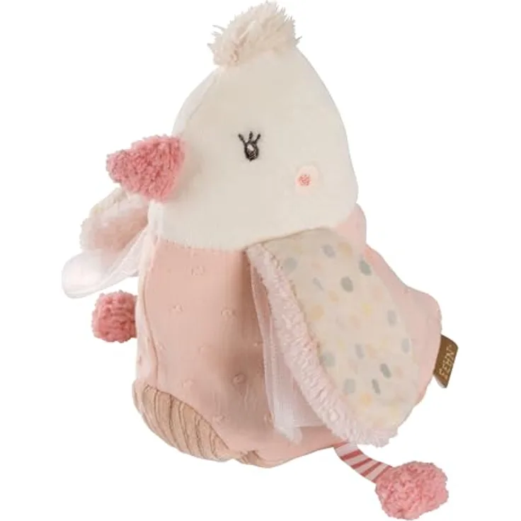 Fehn Wärmetier Vogel – Kuscheltier mit entnehmbarem Wärme- / Kältesäckchen für Babys ab der Geburt, mit "Glow-in-the-dark" Elementen, 23cm, Plüsch/Bouclette, Musselin, Cord, Velours, waschbar bei 30°C