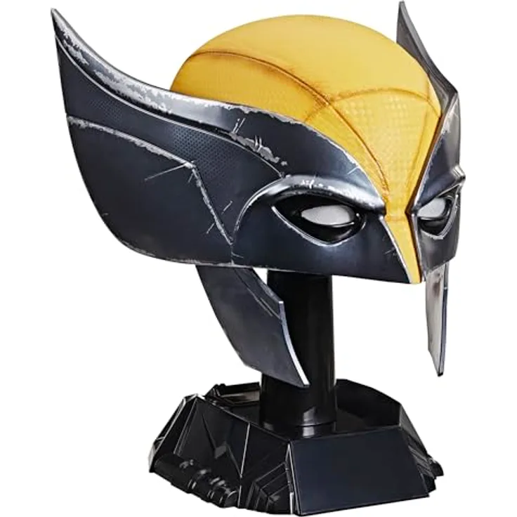 Marvel Legends Series Wolverine Premium Rollenspielmaske, 1:1 Maßstab in Gelb und Schwarz mit ausstellbarem Ständer und herausnehmbarem Innenpad