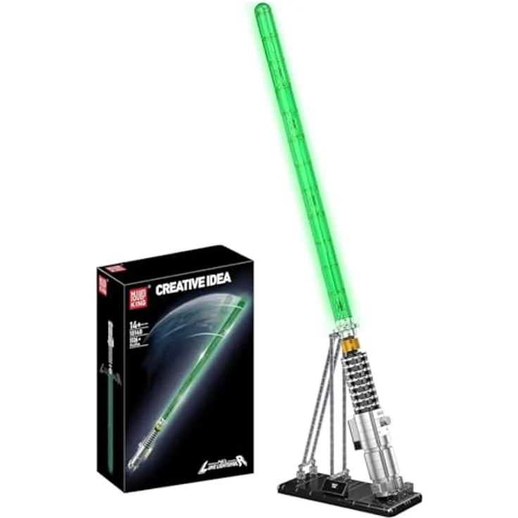 Mould King 10140 Technik MOC Lichtschwert-Baustein-Set, klassischer grüner Lichteffekt mit edlem Ständer, 1126+ Teile für Cosplay und Sammlung – Bild 1