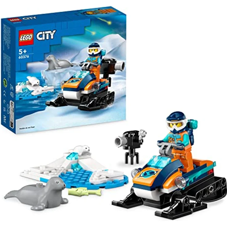 LEGO City Arktis-Schneemobil, Konstruktionsspielzeug-Set mit 3 Tier-Figuren und einer Explorer-Minifigur, für Kinder ab 5 Jahren 60376 – Bild 1