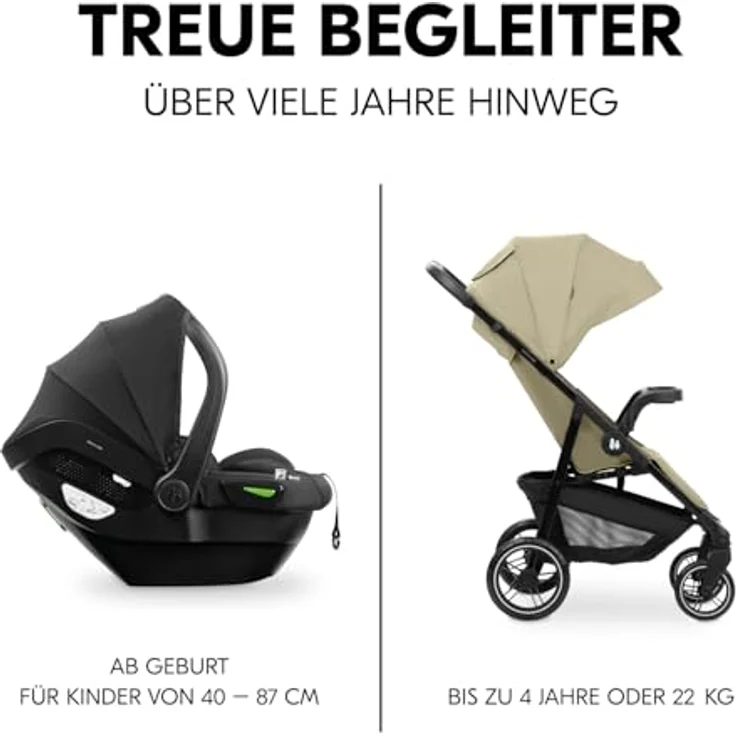 hauck 2in1 Kinderwagen Set Shop N Care Travel Set inkl. Buggy und Babyschale, Liegefunktion, Getränkehalter & Tablett, UV-Schutz 50+ (Olive) – Bild 3