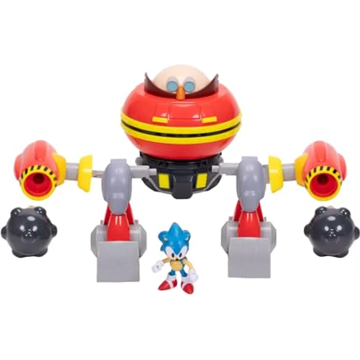 Sonic The Hedgehog – Riesiger Eggman-Roboter-Kampfset, 23 cm Spielset mit Sonic-Figur und projektilschießenden Kanonenarmen, offiziell lizenziert von Jakks Pacific – Bild 2