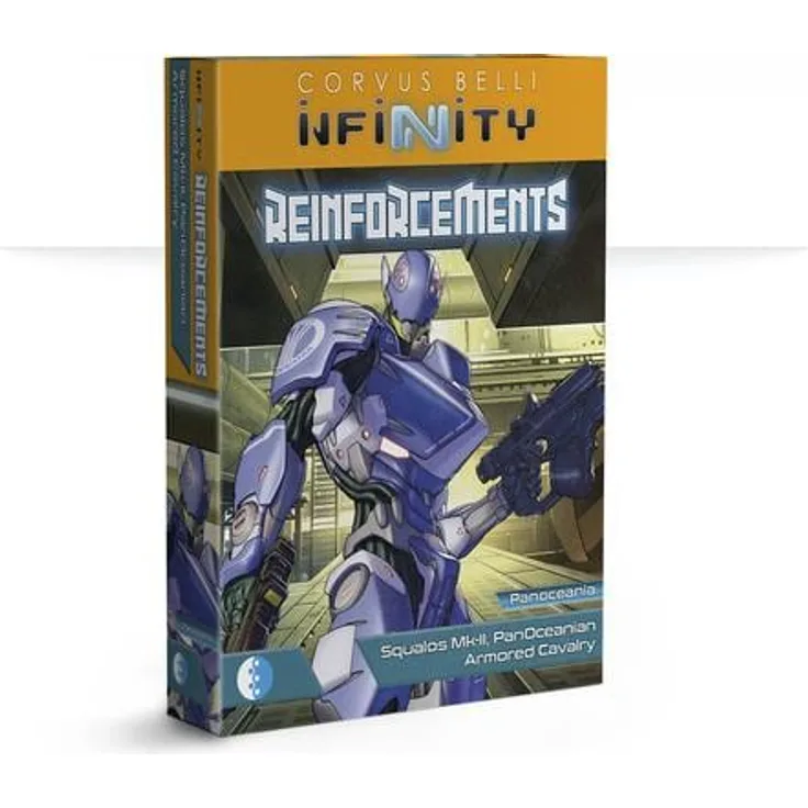 Infinity Reinforcement.: Squalos Mk-II, PanOceanian Armored Cavalry - Hyper-sophisticated Heavy Lancers Regiment, PanOceania's Finest Instrument of Persuasion, in Armor Blue.