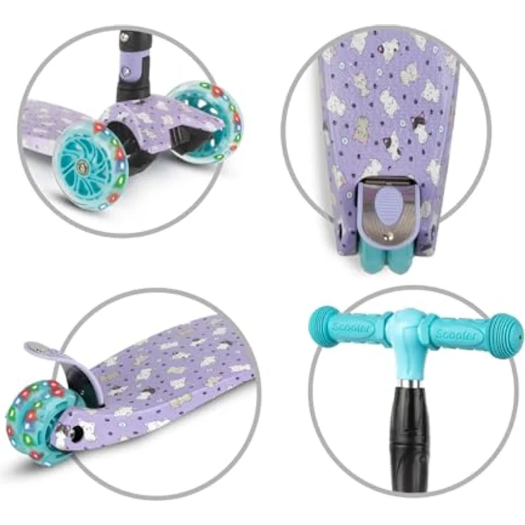 COIL VENTO Dreiradscooter Kinderroller, Tretroller mit ABEC-7-Lager, 3-stufiger Lenkradverstellung und LED-Rädern – Bild 7