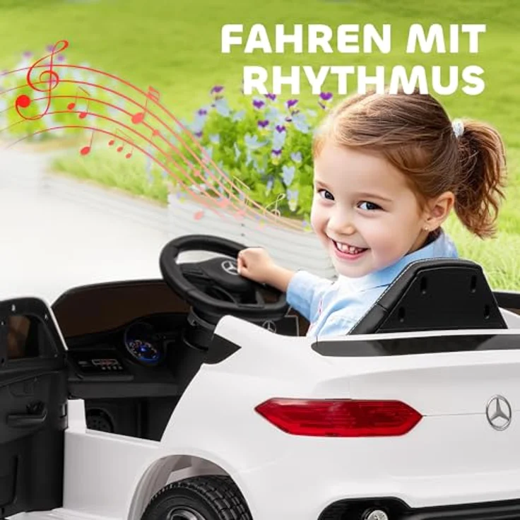 AIYAPLAY Kinder Elektroauto Mercedes-Benz GLC Coupé, 12V mit 2 Motoren, 2,4 GHz Fernbedienung, weiß, für Kinder von 3-6 Jahren – Bild 6