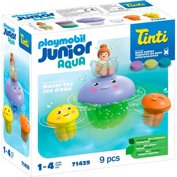 Playmobil® Konstruktions-Spielset Bunte Quallenfamilie, inkl. 3 Tinti-Badetabletten (71439), (9 St), JUNIOR AQUA & Tinti, Made in Europe