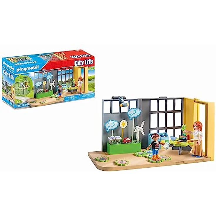 PLAYMOBIL City Life 71331 Anbau Klimakunde, Klassenzimmer der Zukunft, Puzzle mit Klimaschutzaufgaben und mehr, Spielzeug für Kinder ab 4 Jahren – Bild 1