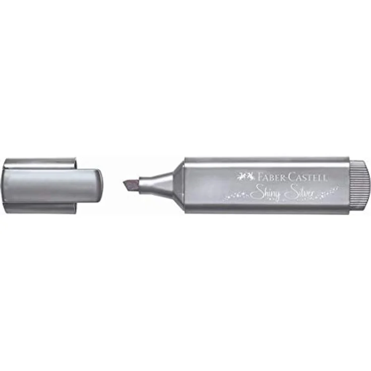 Faber-Castell Marker TL 46 Textmarker, silber, Metallische Tinte auf Wasserbasis, 3 Strichstärken (1/2/5 mm), Langlebige Keilspitze – Bild 2