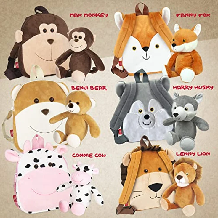 Perletti Lenny Lion Wenderucksack, 45 cm Plüschrucksack mit niedlichem Löwenmotiv, unisex – Bild 7
