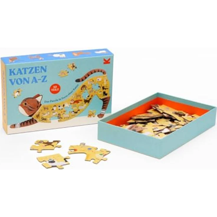 Laurence King Verlag Katzen von A bis Z, Puzzle in Form einer Katze mit 58 großen Teilen für kleine Hände – Bild 5