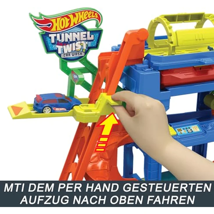 Hot Wheels Let's Race Netflix - City Spielzeugauto-Trackset, Farbwechsel-Tunnelautowaschanlage mit 1 Farbwechselfahrzeug im Maßstab 1:64, HTN80 – Bild 3