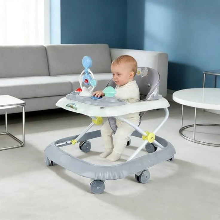 LANTUS 4 in 1 Lauflernhilfe mit abnehmbarer Spieluhr, Lauflernwagen mit Licht und Rädern, belastbar bis 12 kg, grau – Bild 2