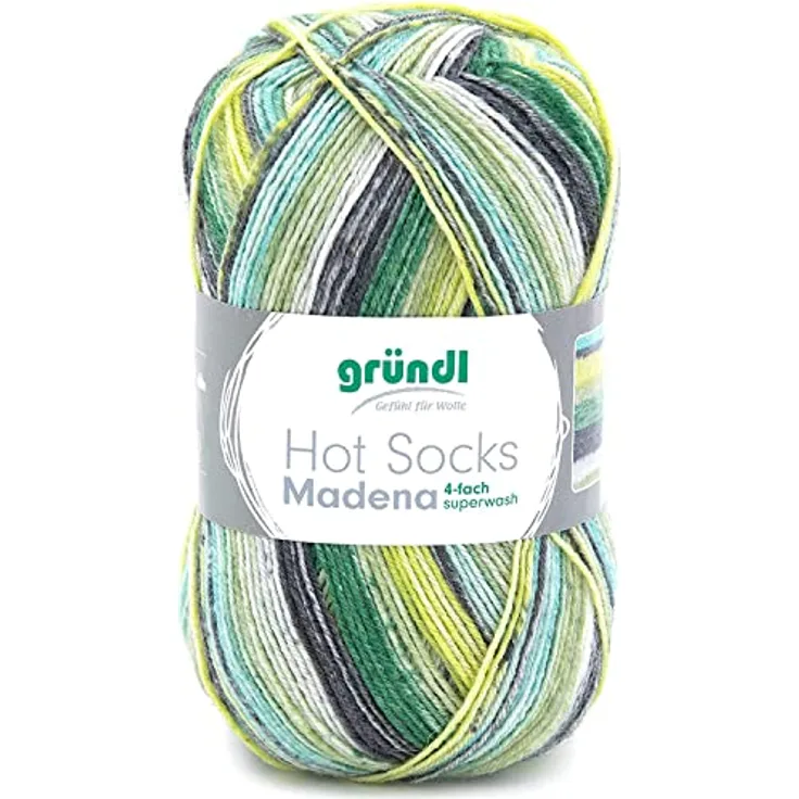 Gründl Hot Socks Madena (Sockenwolle aus 75% Schurwolle (superwash) und 25% Polyamid, Made in Italy, 4-fach Sockengarn, 100 g / 420 m, Nadelstärke: 2,5 mm - 3 mm, 1 x 100 g), neprun-color