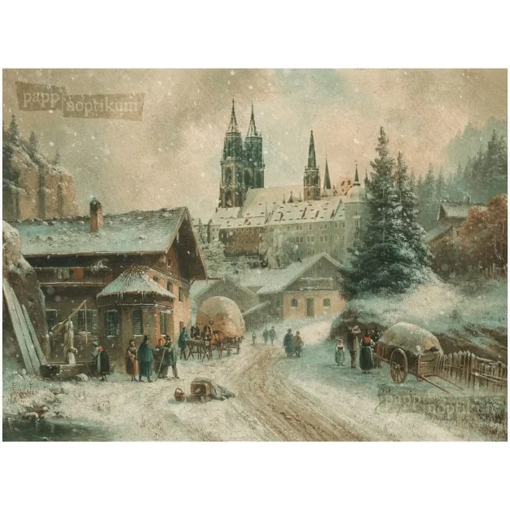 Pappnoptikum Nostalgischer Papier-Adventskalender, 38x27 cm, vorweihnachtliches Motiv aus Sachsen