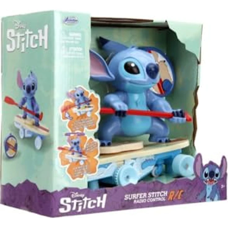Jada RC Stitch Surfing Stitch, 25 cm ferngesteuertes Fahrzeug mit 2,4 GHz Funkfrequenz und vielseitigen Funktionen, mehrfarbig – Bild 2