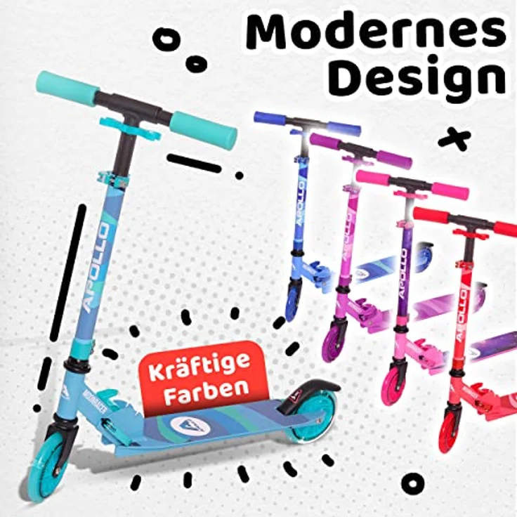 Apollo Scooter LED - Moonracer | City Scooter Kinder mit Federung | City Roller für Kinder klappbar | Tretroller Kinder ab 4 Jahre | sportlicher Cityroller | verstellbar, perfekt als Kinder Roller – Bild 7