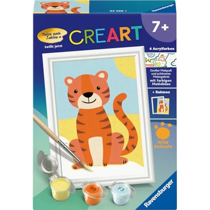 Ravensburger Verlag GmbH Malen nach Zahlen - CREART® - Kleiner Tiger, Malset mit farbigen Motivlinien und 6 Acrylfarben – Bild 2