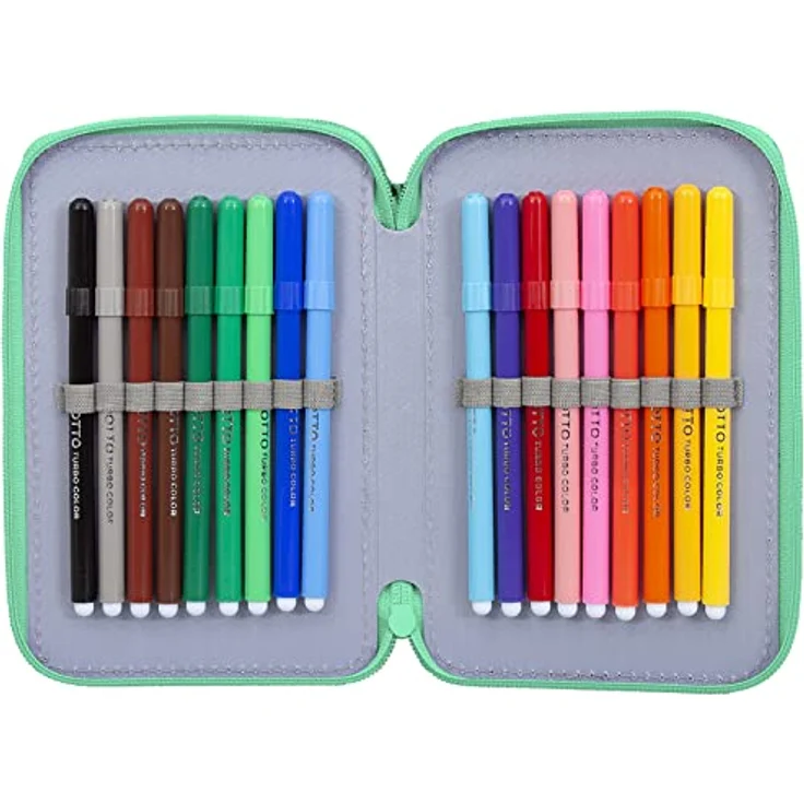 Clondo 3-Fach Federmäppchen Micky Maus – 44-teilig, komplett gefüllt mit Schere, Lineal und Buntstiften, Rot, ideal für Schule und Geschenke, offizielles Lizenzprodukt – Bild 4