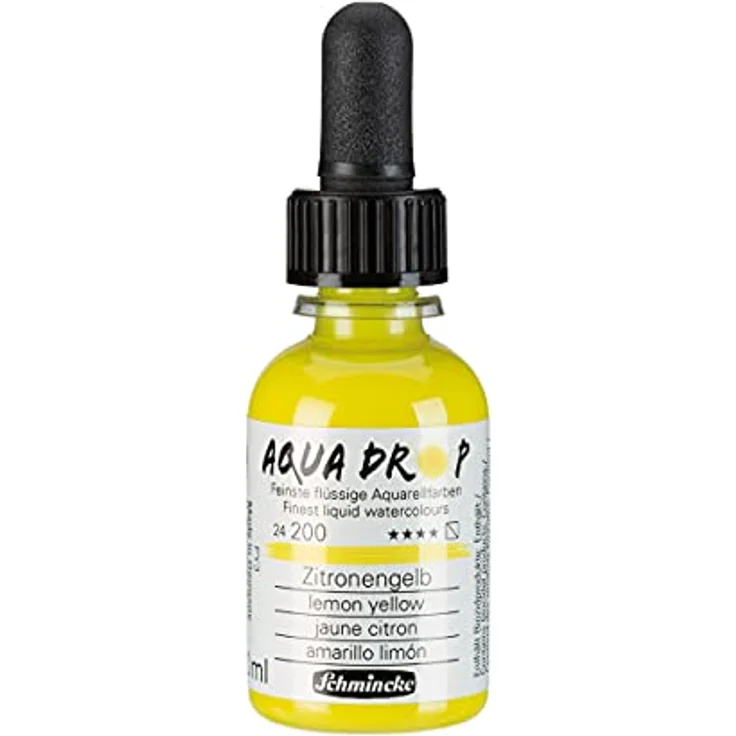 Schmincke AQUA DROP Aquarellfarbe, Zitronengelb, pigmentbasiert, 30 ml Pipettenflasche, lichtecht für Aquarellmalerei und Handlettering – Bild 1
