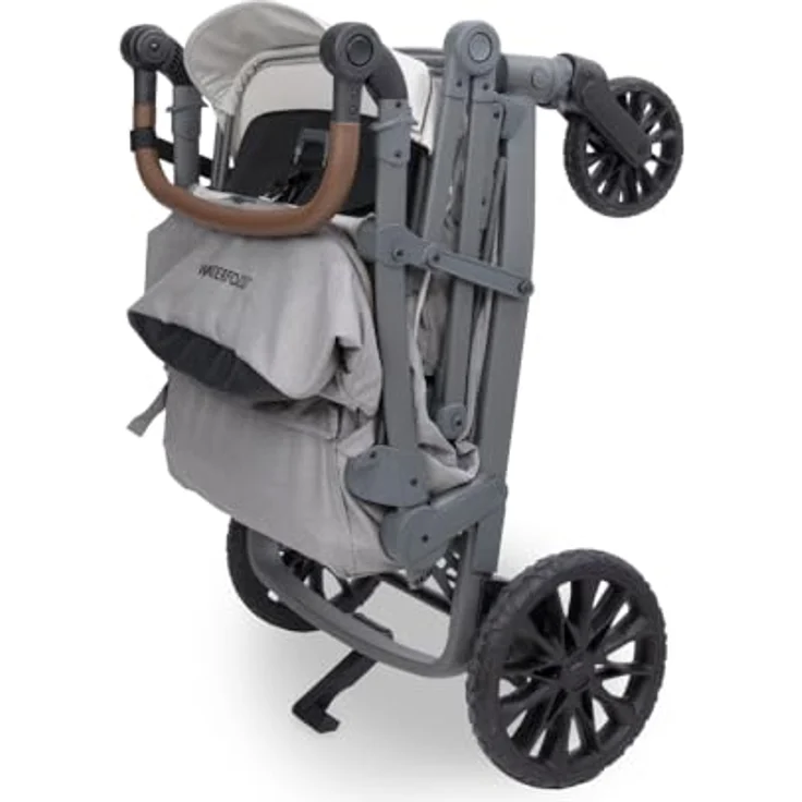 Wonderfold L4 Quad-Kinderwagen, Kompakter Bollerwagen für 4 Kinder mit seitlicher Tür, 360°-Rädern und Klappmechanismus, Grau – Bild 6