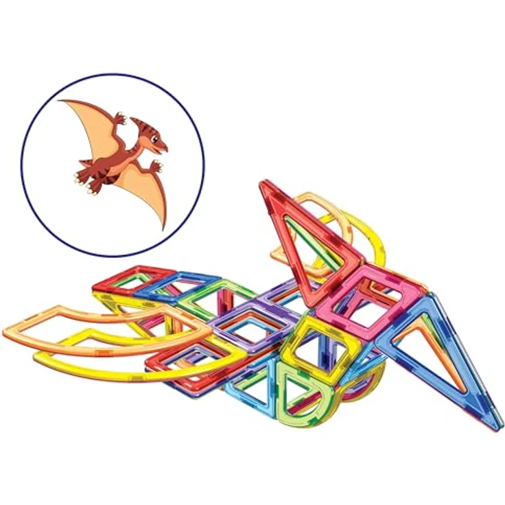 MK MAGNIKON Magnetische Bausteine Der Dinosaurier - Magnetbau-Set 65-teilig, Montessori Spielzeug ab 3 Jahre, fördernd für Kreativität und Motorik – Bild 3