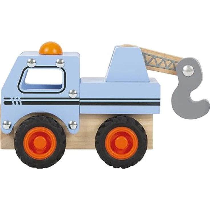 Small Foot Abschleppwagen aus FSC 100%-zertifiziertem Holz, Spielauto mit beweglichem Ladekran, ab 18 Monaten, blau – Bild 5