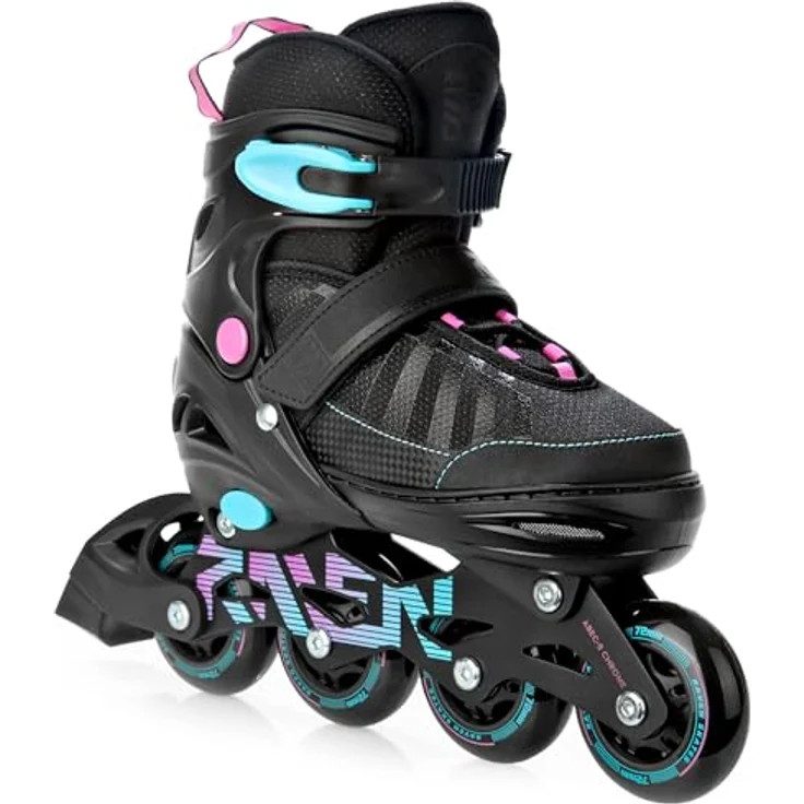 RAVEN Inlineskates Inliner Raven Oxen verstellbaer Größe Abec9 Aluminiumchassis (Mint/Pink, 34-37) – Bild 1