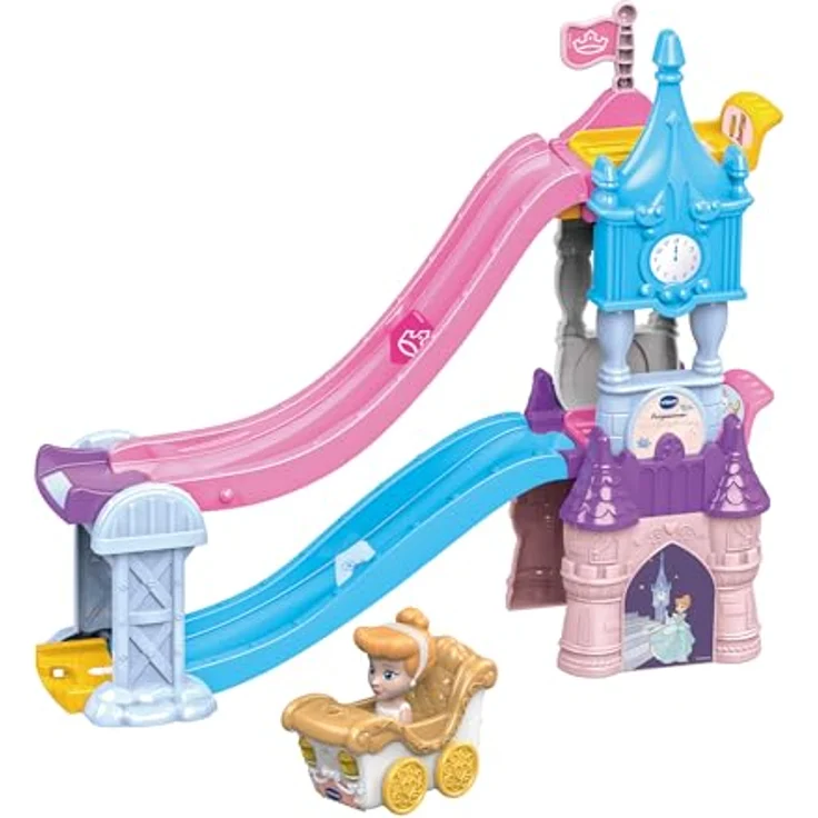 VTech Tut Tut Baby Flitzer – Prinzessinnen 3-in-1-Zauberschloss mit Doppelrutsche und Cinderellas Hochzeitskutsche, interaktiv und erweiterbar – Bild 1