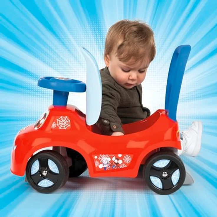 Smoby Spidey Rutscher, wendiges Kinderfahrzeug mit Hupenlenkrad, Rückenstütze, Staufach und Kippschutz, für Kinder ab 10 Monaten – Bild 3