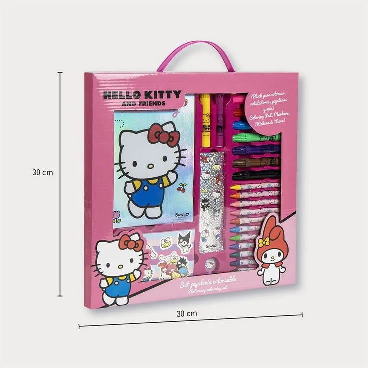 Cerda Farbkasten Hello Kitty Coloring Set, Kreativset für Kinder mit Stiften im praktischen Display