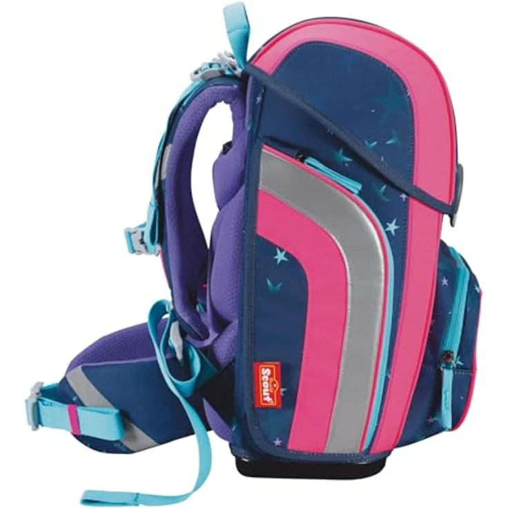 Scout Genius DIN Pretty Star 2024, Schulranzen-Set 4-tlg. mit höhenverstellbaren Schultergurten, 19 Liter Volumen, stabiler Bodenplatte und Magnetschloss, rosa – Bild 3