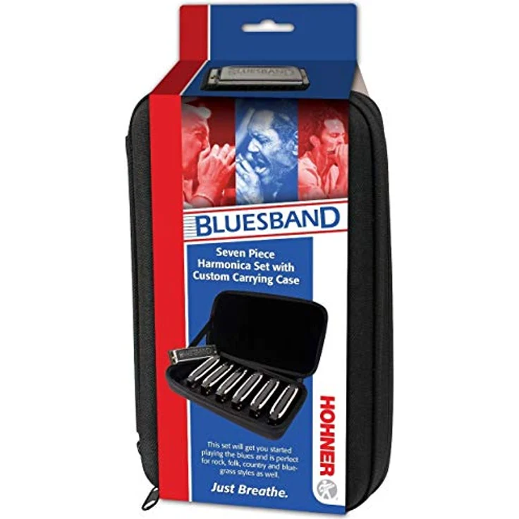 Hohner Mundharmonika Piedmont Blues 7 Mundharmonika-Set mit Etui, Edelstahl (PBH7) – Bild 1