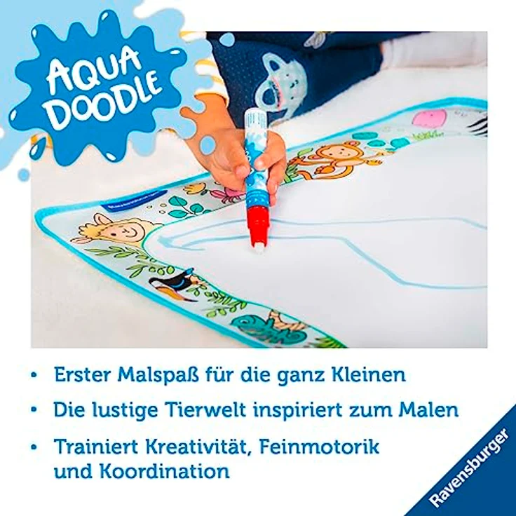 Ravensburger 4564 Aquadoodle Animals - Erstes Malen für Kinder ab 18 Monate - Malset für fleckenfreien Malspaß mit Wasser - inklusive Matte und Stift Maße (B/H): 22 x 31 cm, Malset für fleckenfreien Malspaß mit Wasser, inklusive Matte und Stift, Dt/frz/ital/niederländ – Bild 5