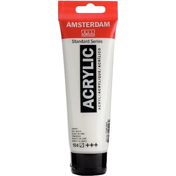 Amsterdam Standard Series Acrylfarbe Tube 120 ml Zinkweiß 104, hohe Lichtechtheit und sehr haltbarer Farbfilm – Bild 2