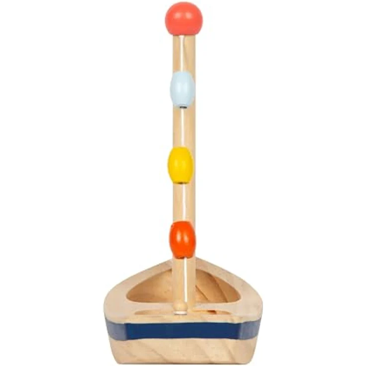 small foot GmbH & Co. KG Wasserspielzeug Segelboot Großer Ozean, Holzboot mit Fischmotiven, 17 x 8,5 x 19 cm, natur mit bunten Details – Bild 5