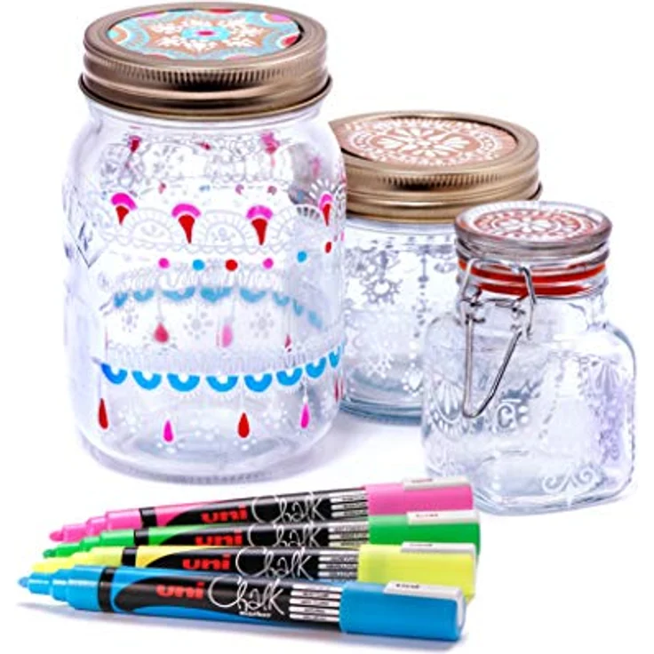 Uni Uni-Ball PWE-5M Flüssige Kreidemarker, Bunt, 8 Stück mit löschbarer Tinte – Bild 5