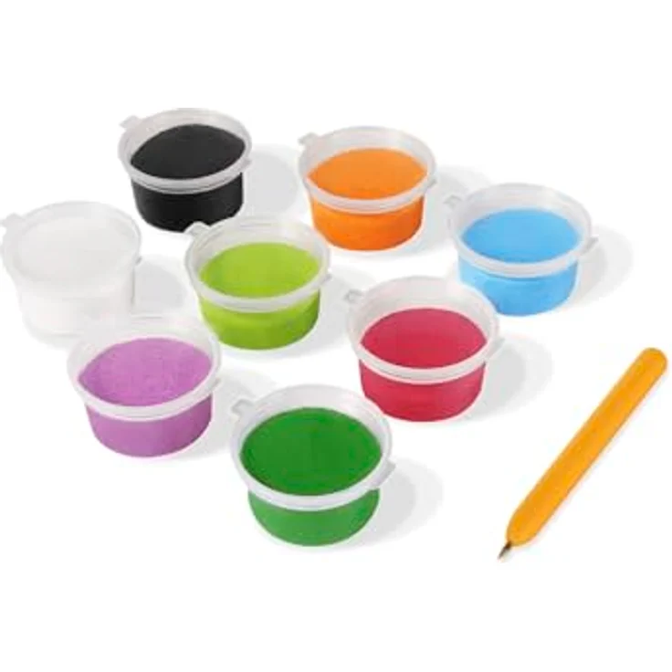 Jovi Play&Fun Set, Sandmalerei mit 8 farbigen Sanddosen und Dinosaurier-Malfolien, für Kinder ab 3 Jahren – Bild 3