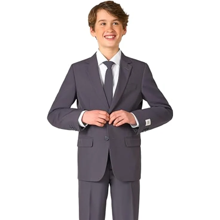 OppoSuits Charcool Anzug für Jugendliche, Slim-Fit in hochwertigem Polyester, komplett gefüttert, Maschinenwaschbar, Größe 170-176 – Bild 2