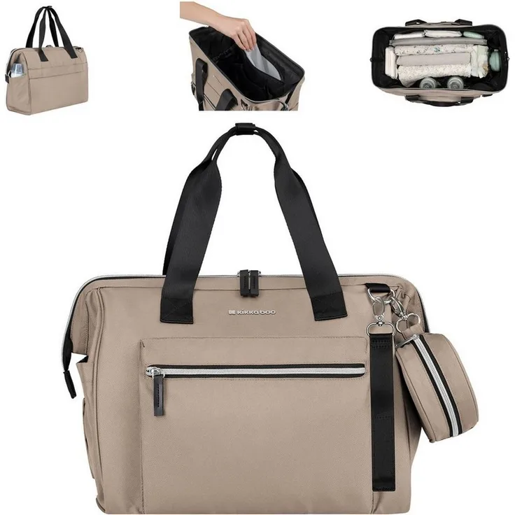 Kikkaboo Wickeltasche Maxi, inklusive Wickelunterlage und kleiner Zubehörtasche, mit Reißverschluss und Thermofächern, grau